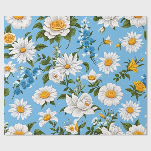 Papier Cadeau Fleur blanche (Plat)