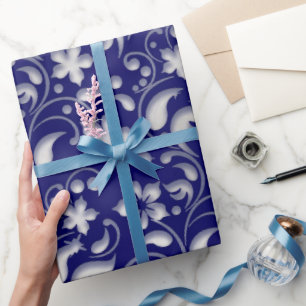 Papier Cadeau Fleur blanche avec arrière - plan bleu