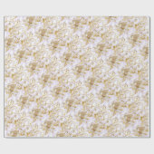 Papier Cadeau Fleur blanche bordure or mariage anniversaire de m (Plat)