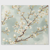 Papier Cadeau Fleur Blanche Délicate de Branche Botanique (Plat)