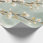 Papier Cadeau Fleur Blanche Délicate de Branche Botanique (Coin)