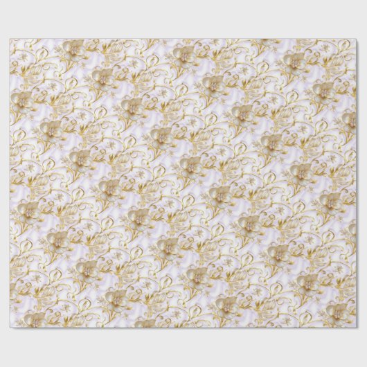 Papier Cadeau Fleur blanche mariage anniversaire cadeau de maria (Plat)