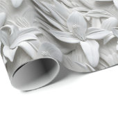 Papier Cadeau Fleur blanche Motif sans couture (Coin rond)