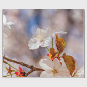 Papier Cadeau Fleur Blanche Sakura Et Feuilles Oranges (Plat)
