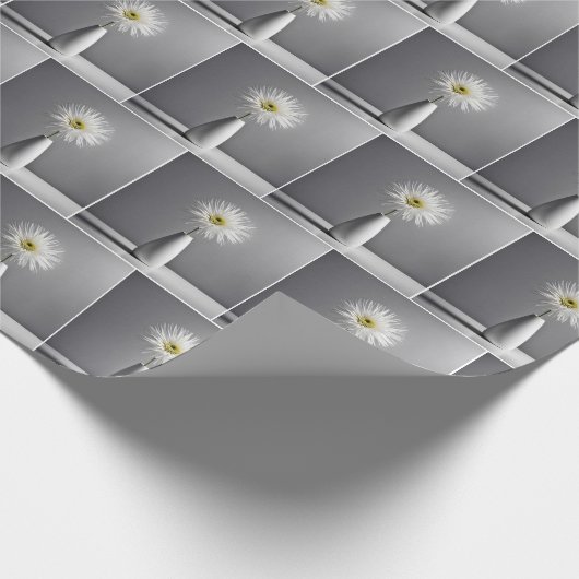 Papier Cadeau Fleur Blanche Simple Dans Le Vase (Coin)