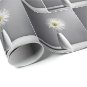 Papier Cadeau Fleur Blanche Simple Dans Le Vase (Coin rond)