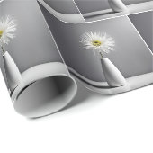 Papier Cadeau Fleur Blanche Simple Dans Un Vase (Coin rond)