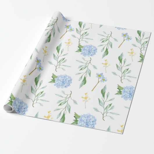 Papier Cadeau Fleur Bleue (Déroulé)