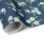 Papier Cadeau Fleur Bleue (Coin rond)