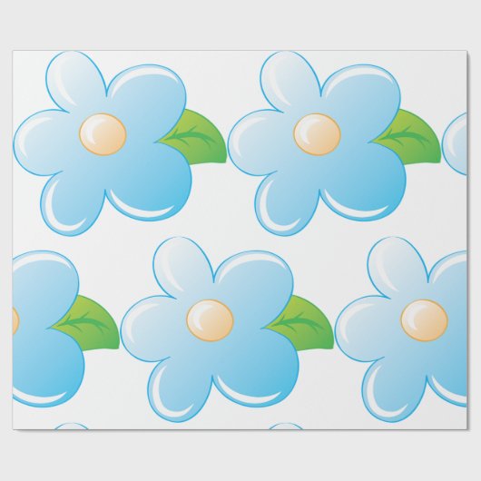 Papier Cadeau Fleur bleue (Plat)