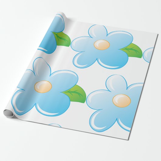 Papier Cadeau Fleur bleue (Déroulé)