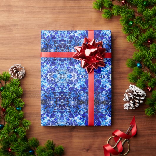 Papier Cadeau Fleur bleue abstraite (Cadeau de vacances)
