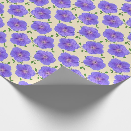 Papier Cadeau Fleur bleue botanique de géranium (Coin)