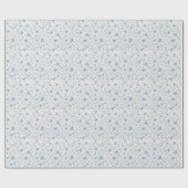 Papier Cadeau Fleur botanique bleue vintage (Plat)
