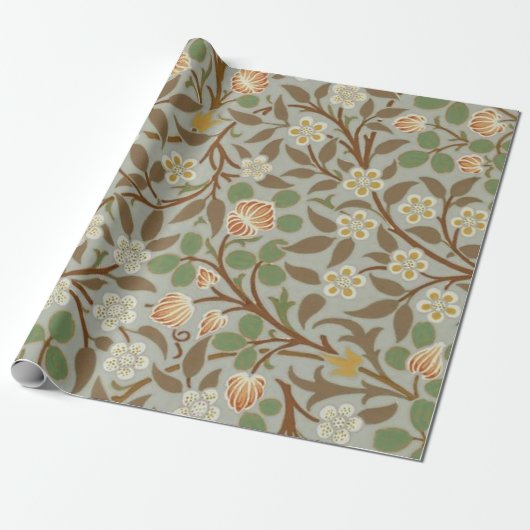 Papier Cadeau Fleur botanique de trèfle William Morris (Déroulé)