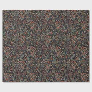 Papier Cadeau Fleur botanique florale de forêt sombre et mystéri