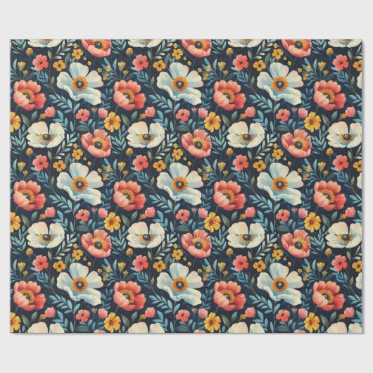 Papier Cadeau Fleur brillant (Plat)