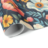 Papier Cadeau Fleur brillant (Coin rond)