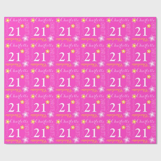 Papier Cadeau Fleur Charlotte nommé fait sur commande enveloppe (Plat)