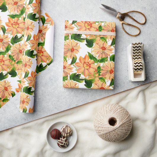 Papier Cadeau Fleur Clématite Jaune Blanc (Artisanat)