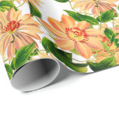Papier Cadeau Fleur Clématite Jaune Blanc (Coin rond)