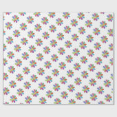 Papier Cadeau Fleur colorée sur toute couleur (Plat)