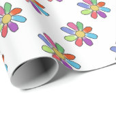 Papier Cadeau Fleur colorée sur toute couleur (Coin rond)