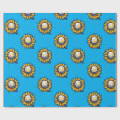 Papier Cadeau Fleur Cosmique Bleue (Plat)