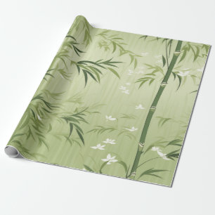 Papier Cadeau Fleur de bambou sereine asiatique (1)