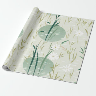 Papier Cadeau Fleur de bambou sereine asiatique (10)