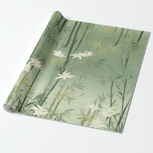 Papier Cadeau Fleur de bambou sereine asiatique  (6)