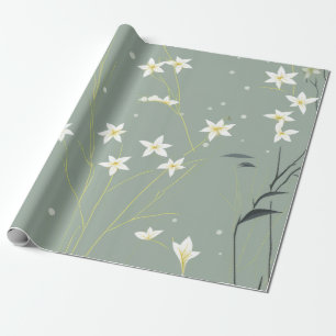 Papier Cadeau Fleur de bambou sereine asiatique (8)