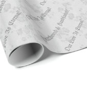 Papier Cadeau Fleur de cerise gothique éternelle blanche et gris (Coin rond)