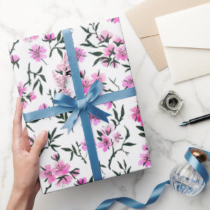 Papier Cadeau Fleur de cerisier blanc sur blanc