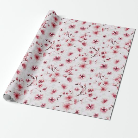 Papier Cadeau Fleur de cerisier japonais rose pâle (Déroulé)