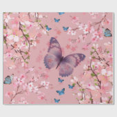 Papier Cadeau fleur de cerisier & papillons (Plat)
