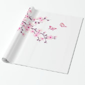 Papier Cadeau Fleur de cerisier rose blanc (Déroulé)