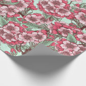 Papier Cadeau Fleur de cerisier rose et menthe (Coin)