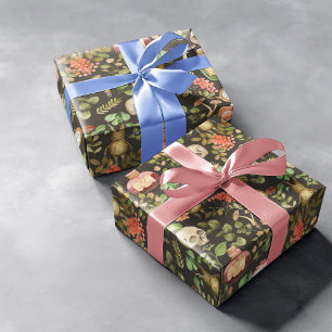 Papier Cadeau Fleur de champignon Plante de crâne Halloween Abst