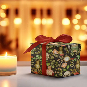 Papier Cadeau Fleur de champignon Plante de crâne Halloween Abst