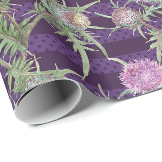 Papier Cadeau Fleur de chardon violet (Coin rond)