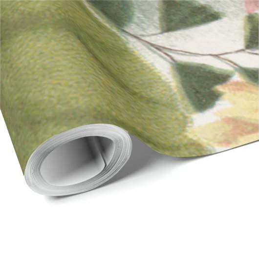 Papier Cadeau Fleur de chrysanthème mère florale (Coin rond)