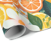 Papier Cadeau Fleur de Citron Tropical (Coin rond)