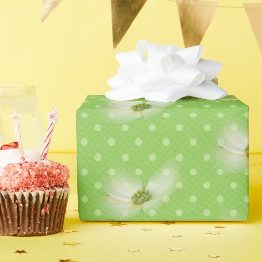 Papier Cadeau Fleur de cosmos sur pois (Fête d'anniversaire)