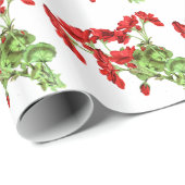 Papier Cadeau Fleur de géranium rouge Design (Coin rond)
