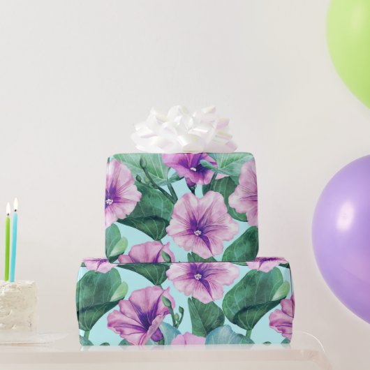 Papier Cadeau Fleur de Gloire du Matin Rétro (Cadeaux de fête)