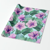 Papier Cadeau Fleur de Gloire du Matin Rétro (Déroulé)