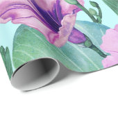 Papier Cadeau Fleur de Gloire du Matin Rétro (Coin rond)
