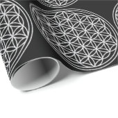 Papier Cadeau Fleur de la vie - blanc (Coin rond)