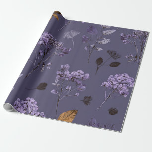 Papier Cadeau Fleur de lilas rustique botanique vintage bohème f